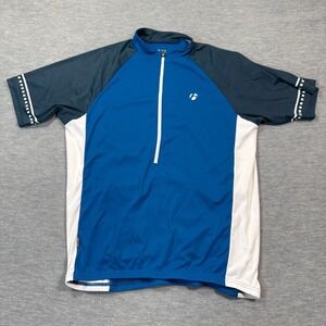 Bontrager Jersey Men M Blue Black‎ White Short Sleeve Half Zip Cycling